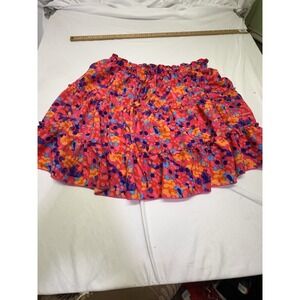 NASHALYLY Women's Boho Floral Print Skort-High Waist Drawstring Tiered XXL Ruffl